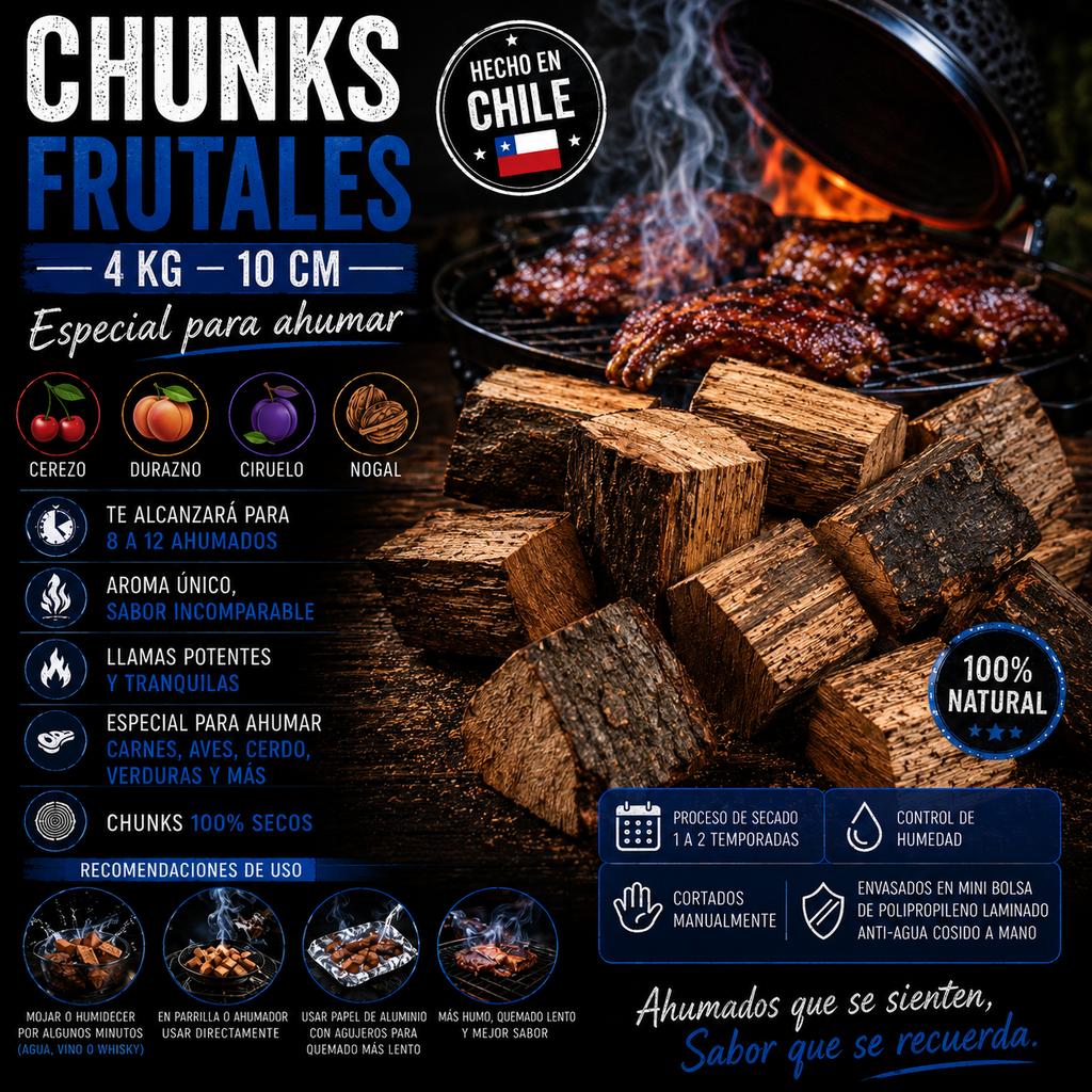Chunks Frutal 4 kg / 10 cm para ahumar.
