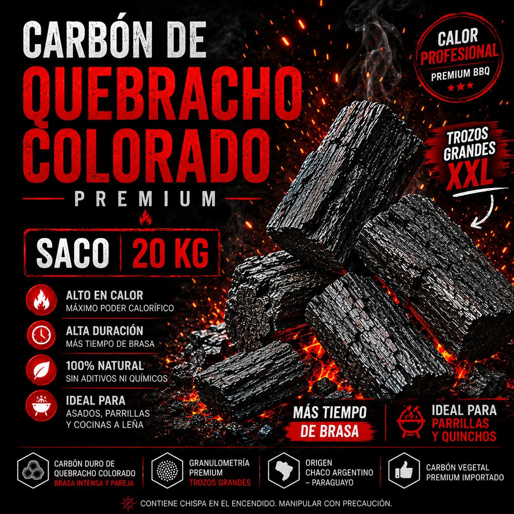 1 Saco de Carbón Quebracho Colorado Premium